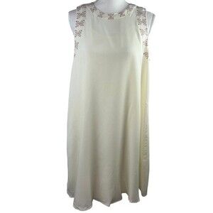 NWT Simply Noelle A Line Cream Dress Metallic  Sleeveless Small Medium 8-10